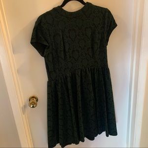 Green brocade-like dress